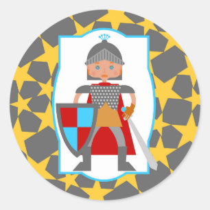 Brave Knight Boy Birthday Party Runder Aufkleber