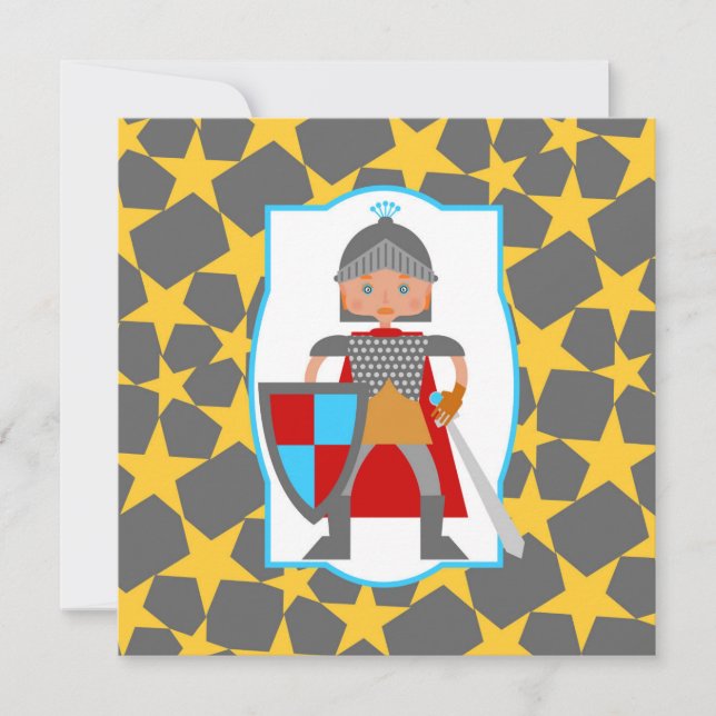 Brave Knight Boy Invitation de fête d'anniversaire (Devant)