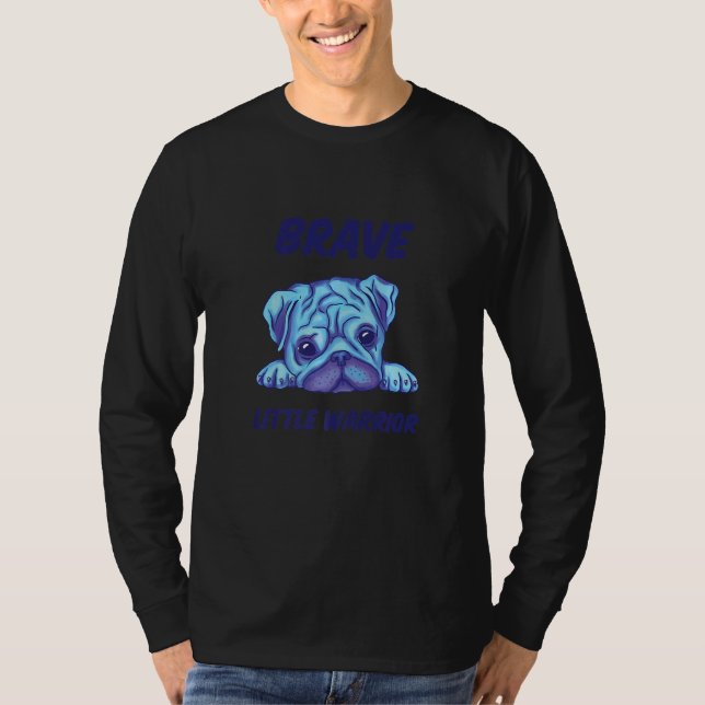 Brave Little Warrior Hund Breed Face Mops T-Shirt (Vorderseite)
