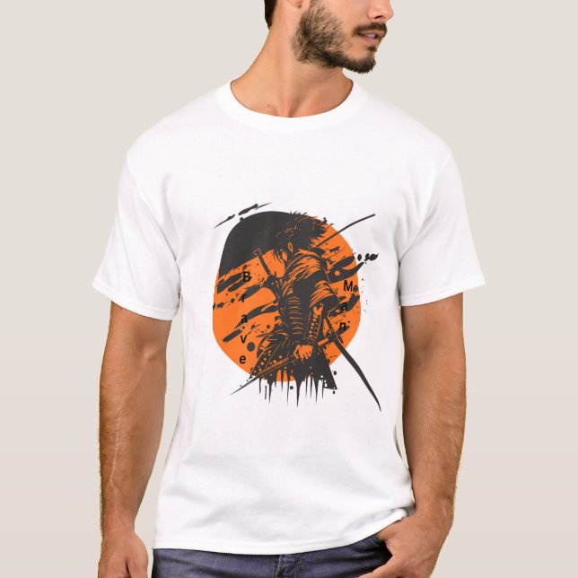  Brave Man Graphic T-Shirt | Black & Orange Design (Vorderseite)