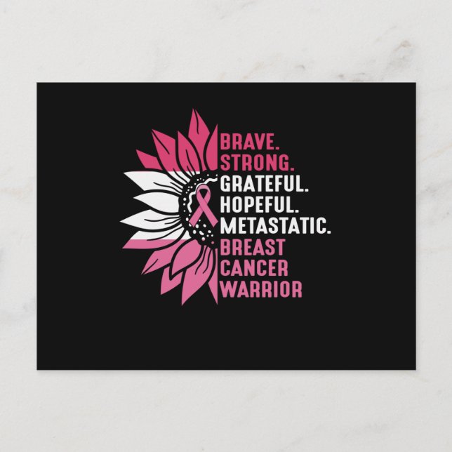 Brave Strong Grateful Breast Cancer Awareness Postkarte (Vorderseite)