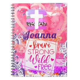 Brave Strong Wild Free Cross Spiral Notebook Notizblock