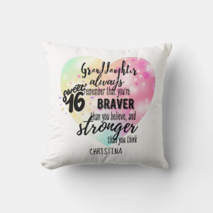 Brave Strong Zitat Grandtochter Sweet16 Custom Kissen