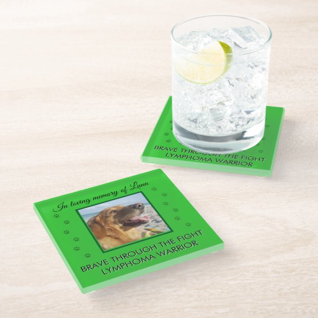 Brave Through The Fight - Pet Memorial 1 Photo Glasuntersetzer (Schrägansicht)