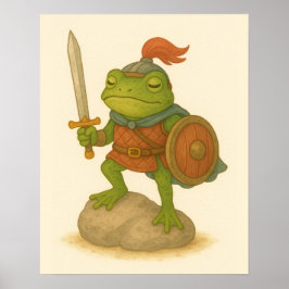 Brave Warrior Frosch auf einem Stein Poster