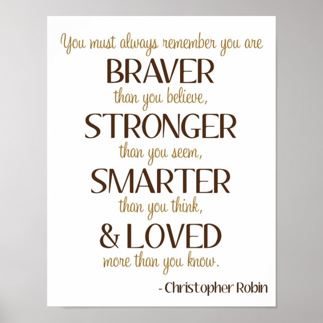 Braver Stronger Quote B ist für Bärenkunst-Poster Poster (Vorne)