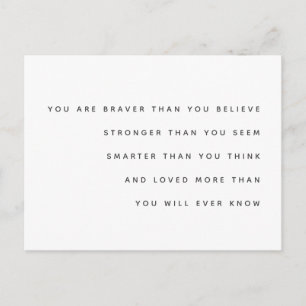 Braver Stronger Smarter Love   Milne Zitat modern Postkarte