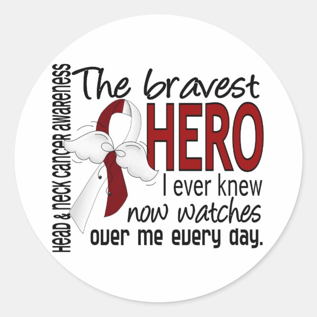 Bravest Hero I. je Know Head and Neck Cancer Runder Aufkleber (Vorderseite)