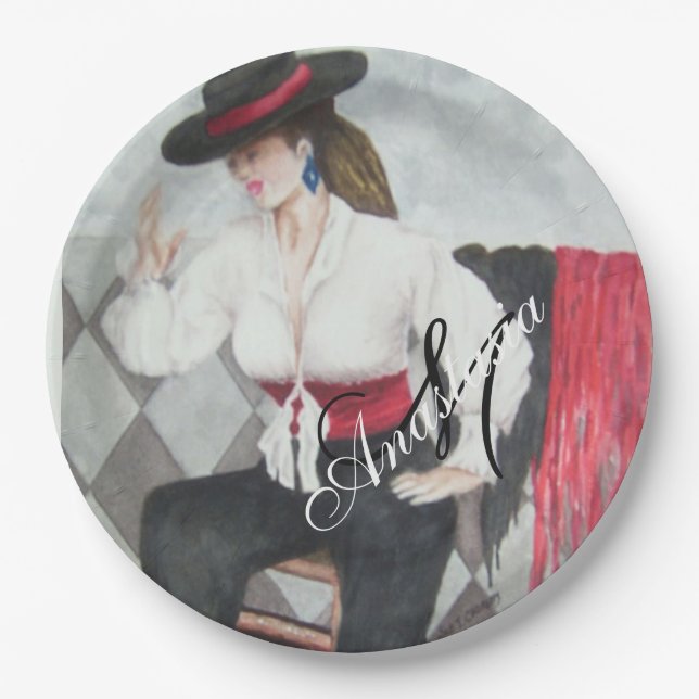 BRAVO BLACK & WHITE PARTY MONOGRAM PAPPTELLER (Vorderseite)