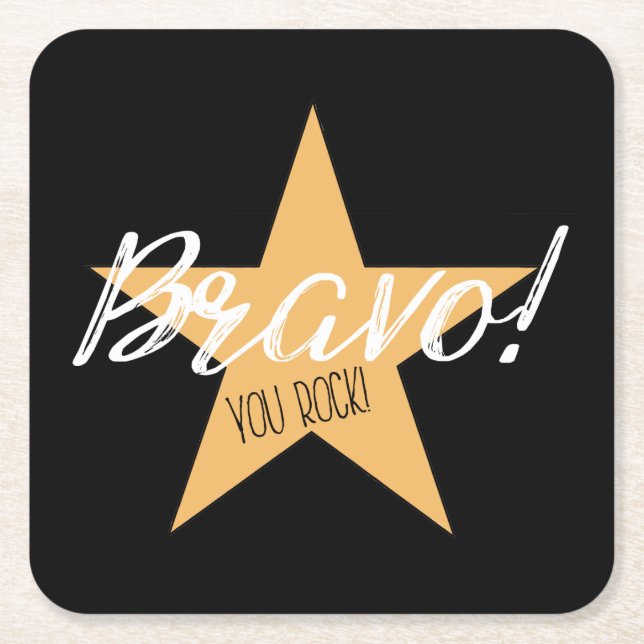 "Bravo! Du ROCK!" Rechteckiger Pappuntersetzer (Vorderseite)