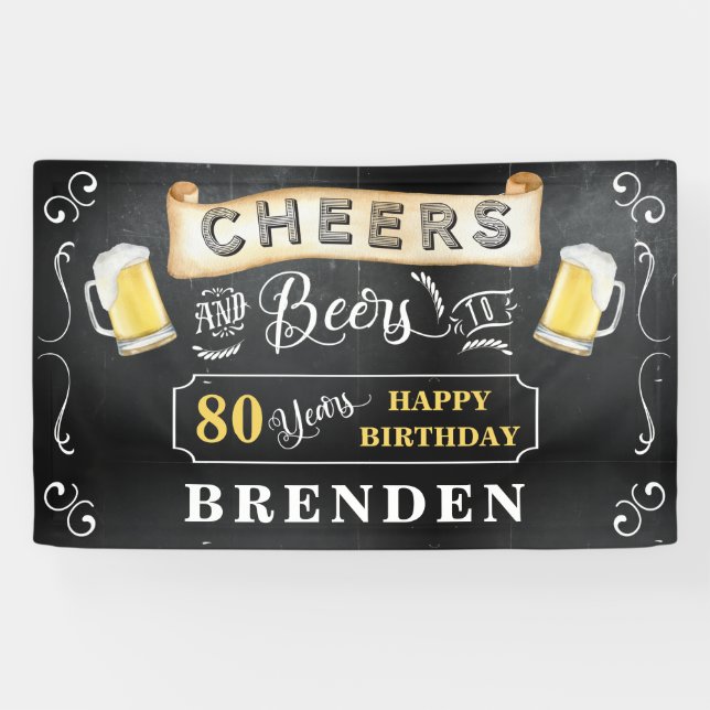 Bravo et bières à 80 ans Bannière de fête d'annive (Horizontal)