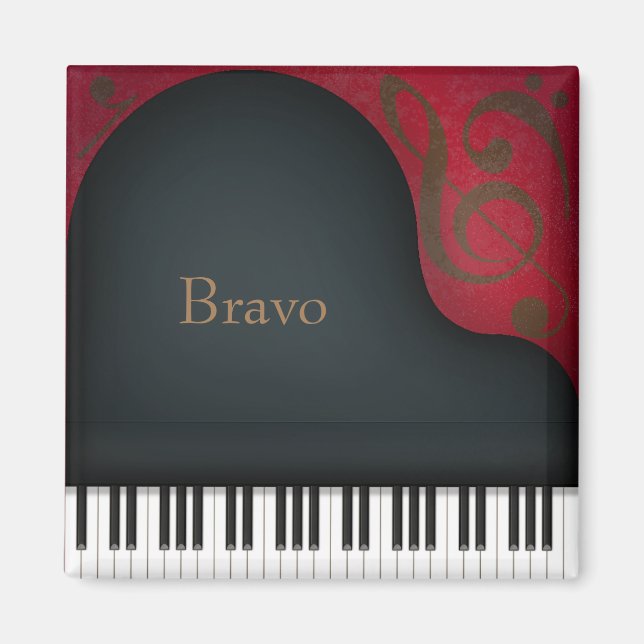"Bravo" Schwarzes Piano Darstellende Kunst Magnet (Vorne)