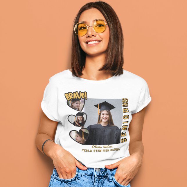 Bravo Senior 2025 Personalisiert Family Abschluss  T-Shirt (Von Creator hochgeladen)