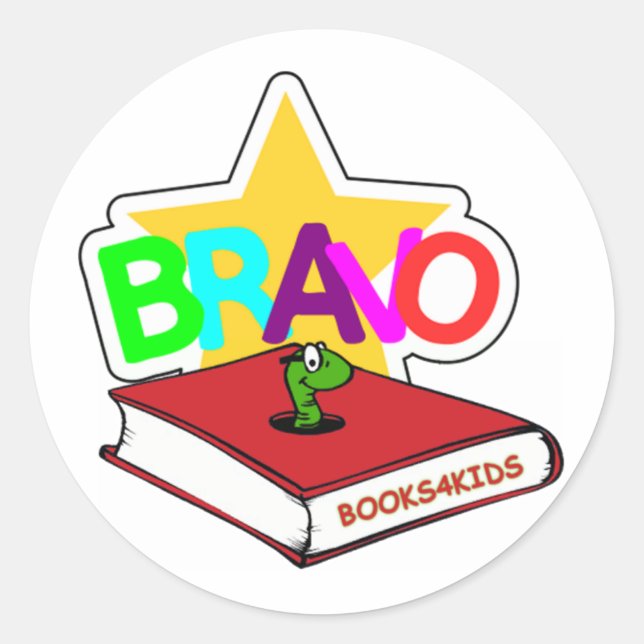 Bravo Star für Bookwürmer Runder Aufkleber (Vorderseite)