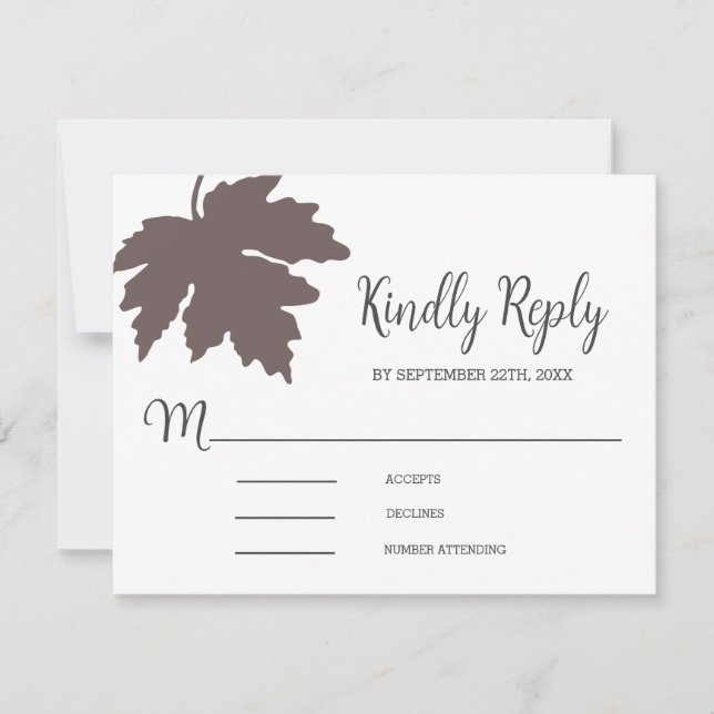Brawn Autum Maple Leaf Wedding RSVP Card (Vorderseite)