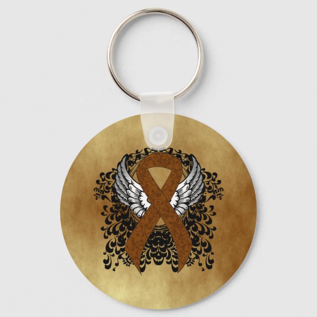 Brawn Awareness Ribbon mit Flügeln Schlüsselanhänger (Vorderseite)