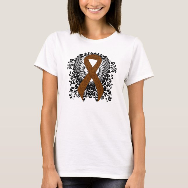 Brawn Awareness Ribbon mit Flügeln T-Shirt (Vorderseite)