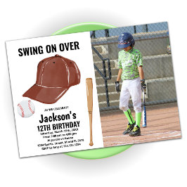 Brawn Baseball Geburtstagseinladungen mit Foto Einladung