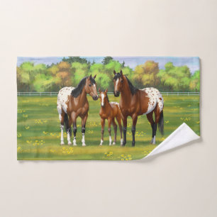 Brawn Bay Appaloosa Pferde im Sommer Weide Badhandtuch Set