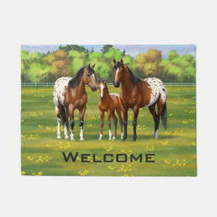 Brawn Bay Appaloosa Pferde im Sommer Weide Fußmatte