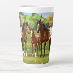 Brawn Bay Appaloosa Pferde im Sommer Weide Milchtasse