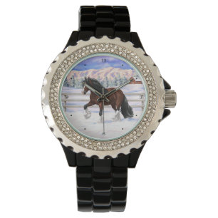 Brawn Bay Sinti und Roma Vanner Pferdefüsse im Sch Armbanduhr