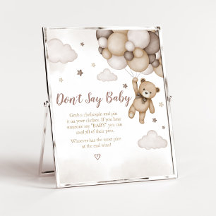 Brawn Bear Balloon Baby Shower Say Baby nicht Poster