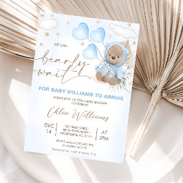 Brawn Beige Bärenballoons Stars Babydusche Einladung