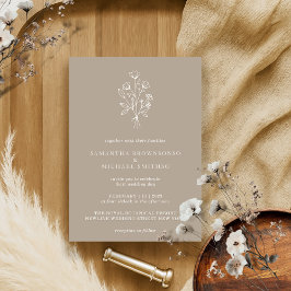 Brawn Beige Blume Bouquet Boho Minimal Botanicals Einladung