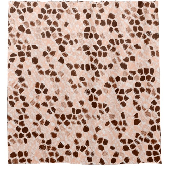 Brawn Beige Pink Coral Orange Duschvorhang (Vorderseite)