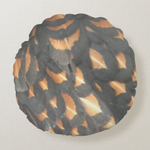 Brawn Black Chicken Feathers Pattern Rundkissen Rundes Kissen