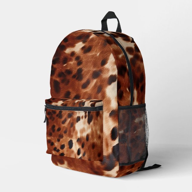 Brawn Black Cowhide Bedruckter Rucksack (Rückseitige Ecke Rechts)