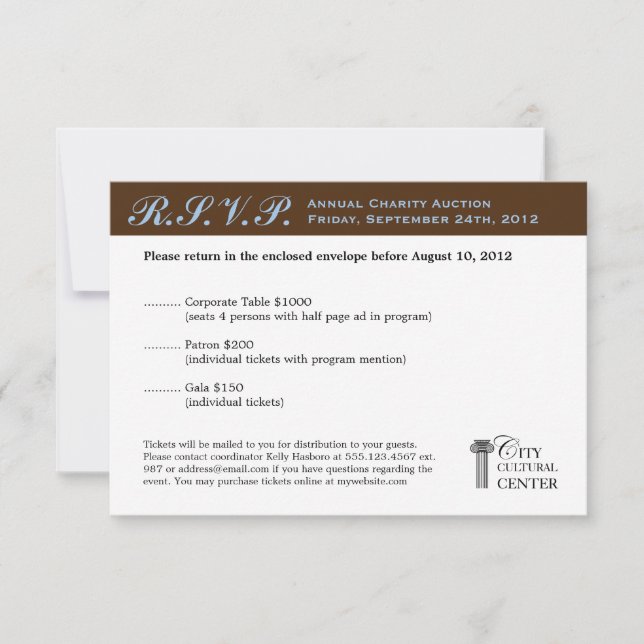 Brawn Blue Business Gala Event UAWG RSVP Karte (Vorderseite)
