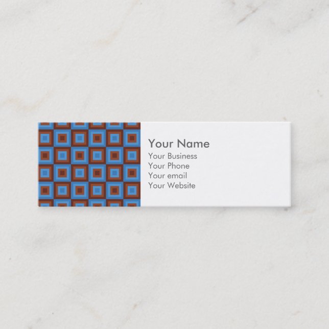 Brawn Blue Geometric Patterns Mini Visitenkarte (Vorderseite)