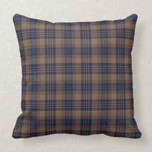 Brawn Blue Tartan Kariertes rustikales Muster Kissen