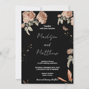 Brawn Blume Black Wedding Einladung