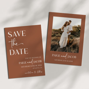 Brawn Boho Minimal Wedding speichern das Datum Einladung