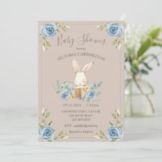 Brawn Bunny Rabbit Boy Baby Shower Einladung