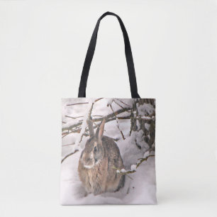 Brawn Bunny Rabbit in Snow Animal Toag Tasche