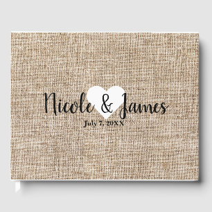 Brawn Burlap Minimal Rustic Country Wedding Gästebuch