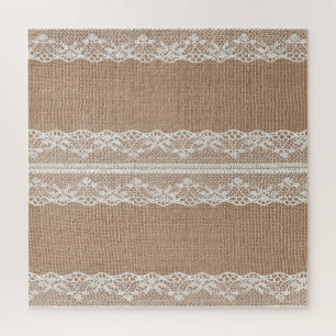 Brawn Burlap Off-White Lace Textur