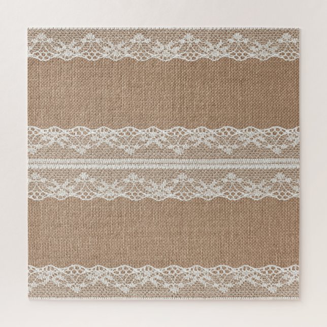 Brawn Burlap Off-White Lace Textur (Vertikal)