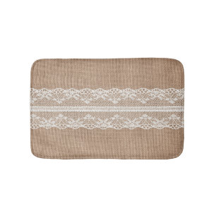 Brawn Burlap Off-White Lace Textur Badematte