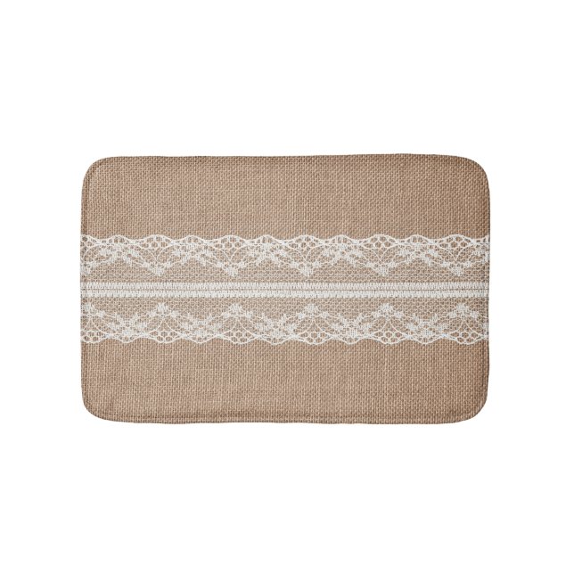 Brawn Burlap Off-White Lace Textur Badematte (Vorderseite)