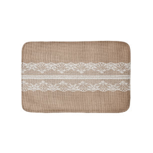 Brawn Burlap Off-White Lace Textur Badematte