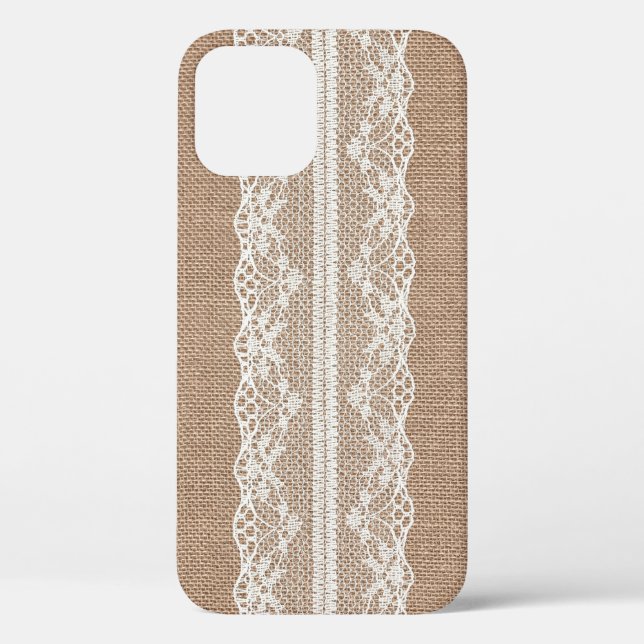 Brawn Burlap Off-White Lace Textur Case-Mate iPhone Hülle (Rückseite)