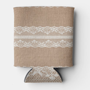 Brawn Burlap Off-White Lace Textur Dosenkühler