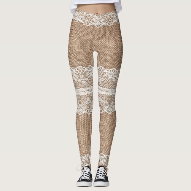 Brawn Burlap Off-White Lace Textur Leggings (Vorderseite)