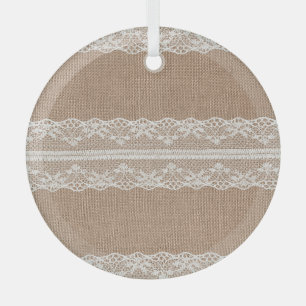 Brawn Burlap Off-White Lace Textur Ornament Aus Glas