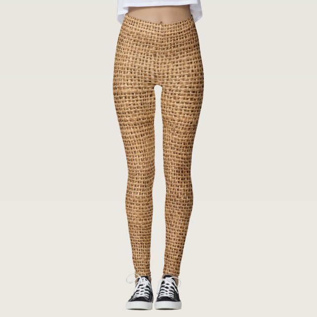 Brawn Burlap Tuch Sack Textur Leggings (Vorderseite)